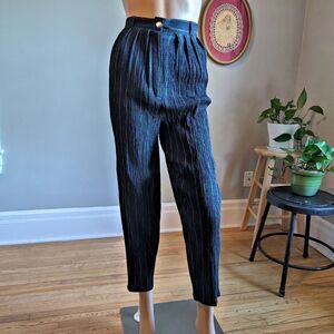 Vintage 90s Shelli Segal Striped Trousers Dark Academia High Rise Size Medium